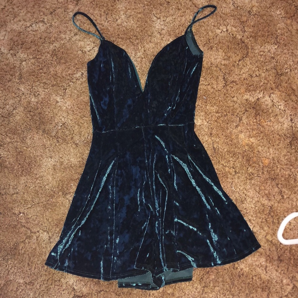 Green velvet romper